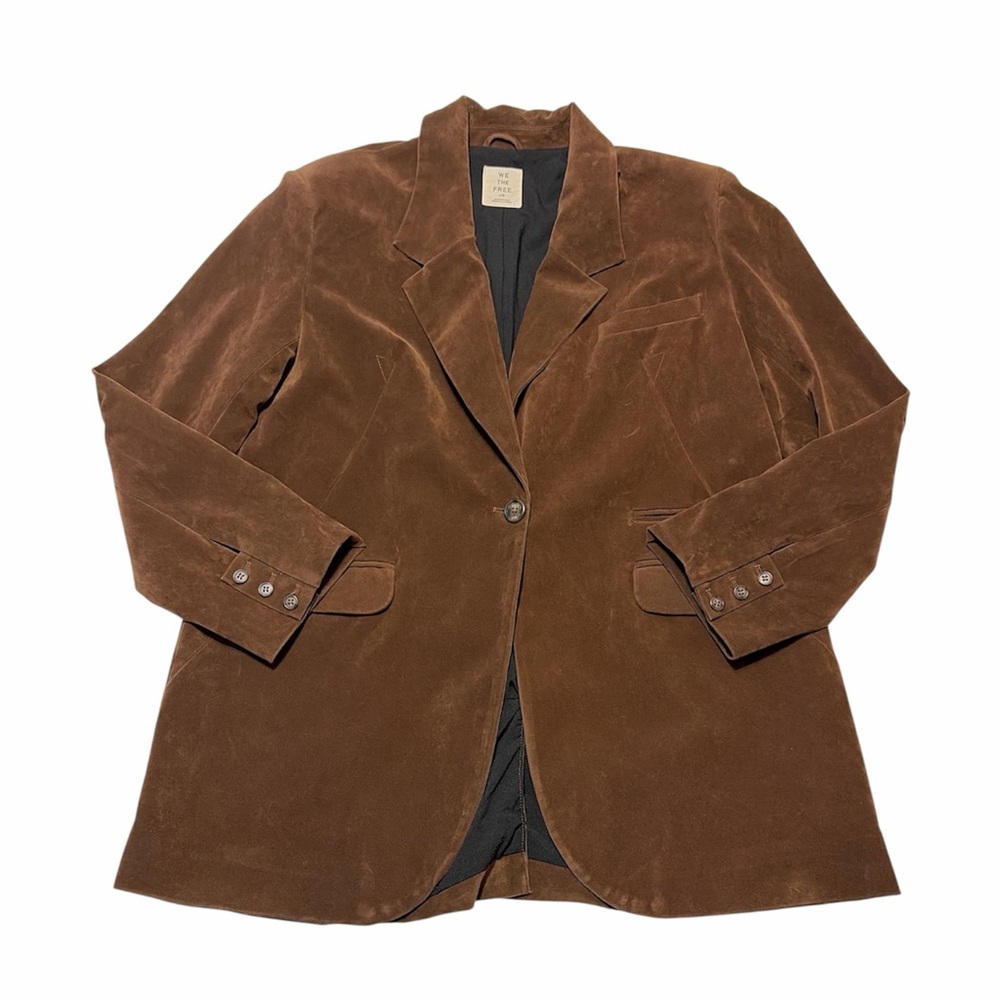 Free People We The Free Paper Cut Faux Suede Blazer Sz L Oversized Boxy